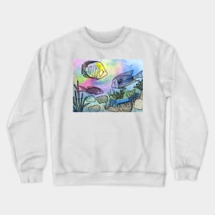 Whimsical fish with watercolor and ink Crewneck Sweatshirt